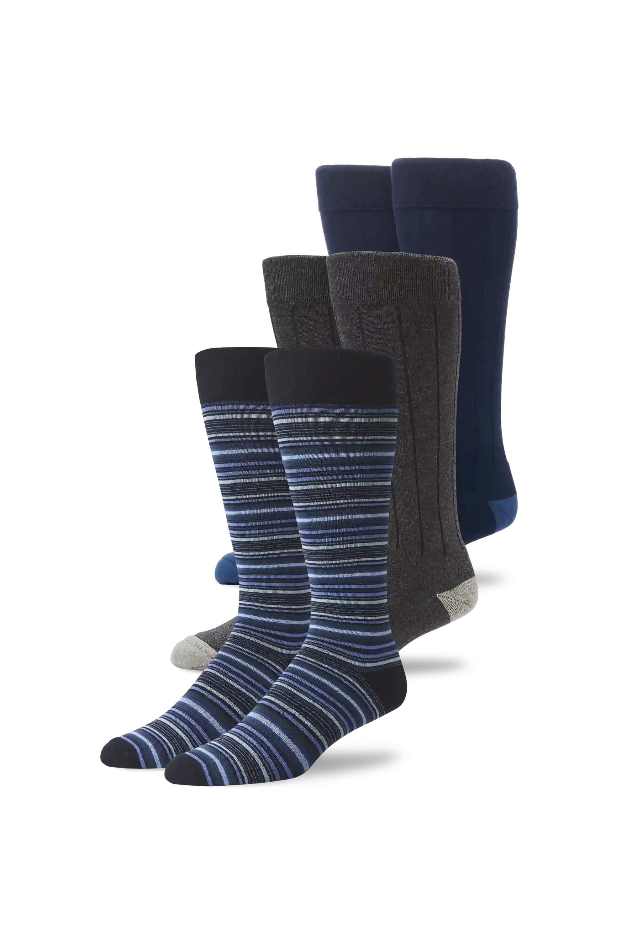 3-Pack SILVER Extended Crew Dress Sock
