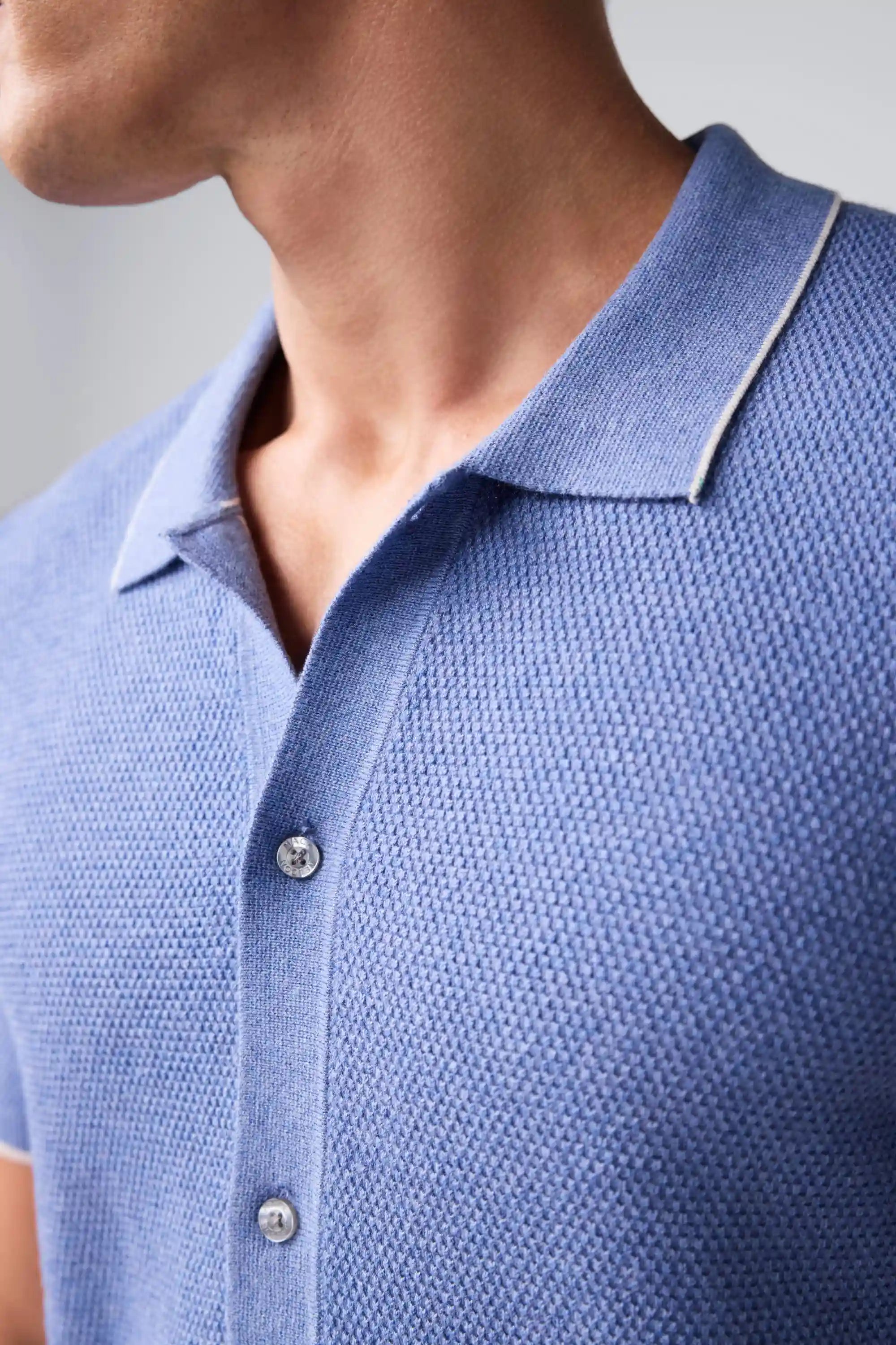 Tech Linen Button Up Sweater Polo