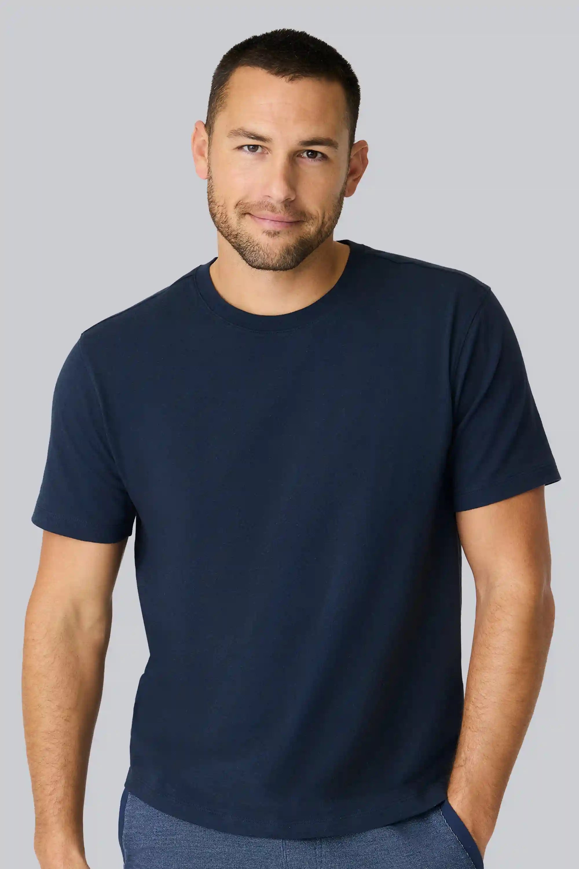 Linen Jersey Crew Neck T-Shirt
