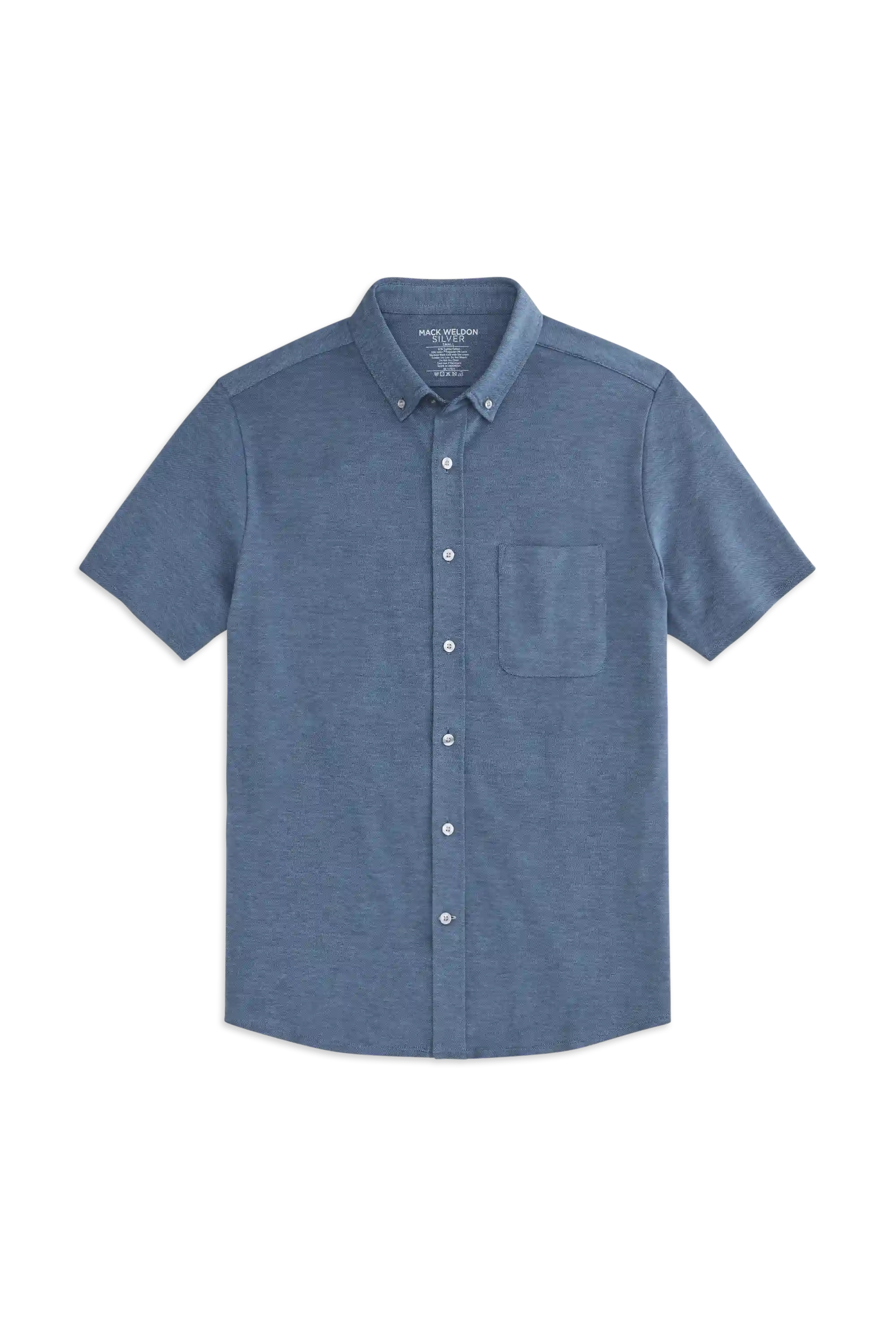 SILVER Pique Short Sleeve Button Up