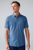 SILVER Pique Short Sleeve Button Up