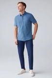 SILVER Pique Short Sleeve Button Up