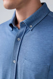 SILVER Pique Short Sleeve Button Up