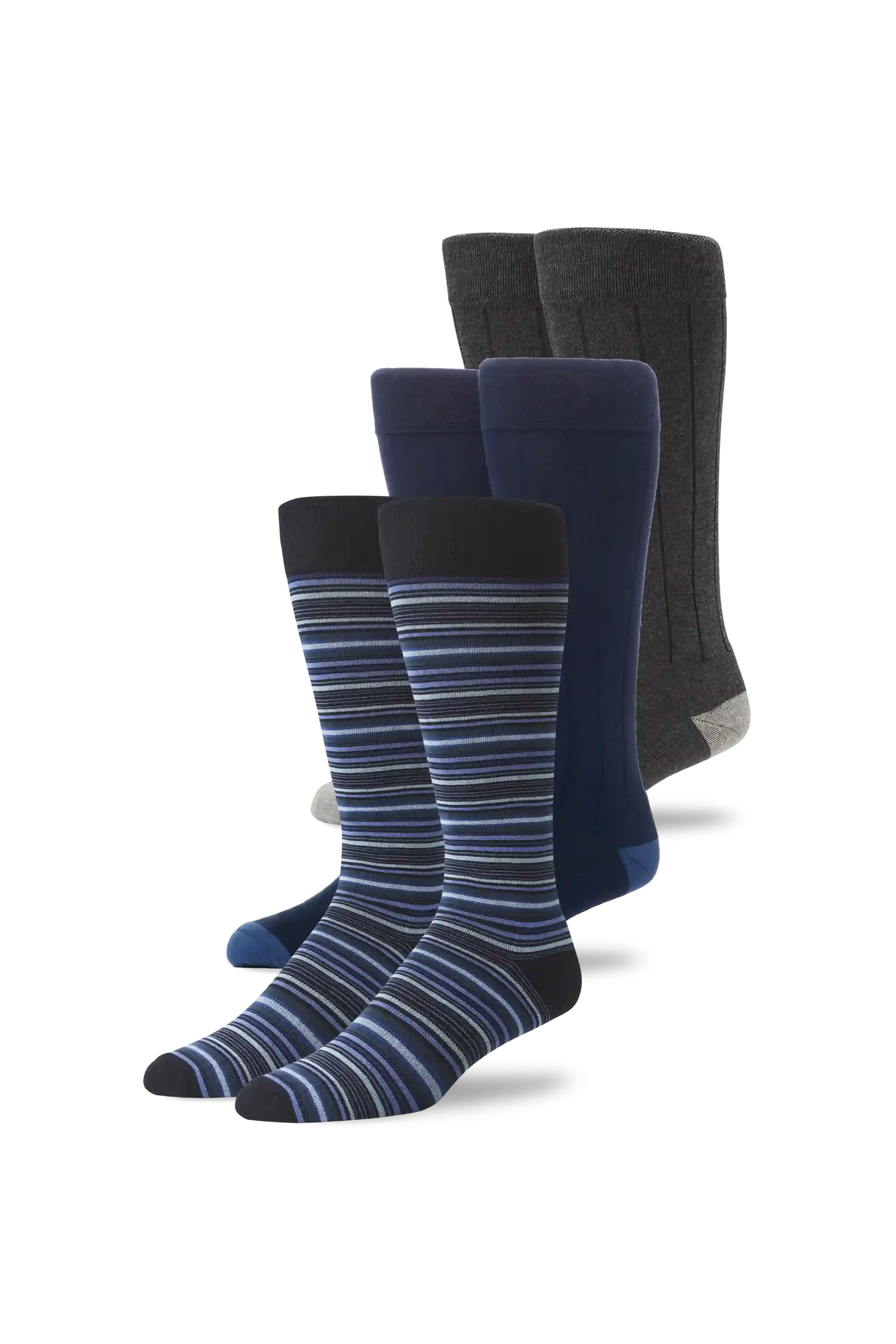 3-Pack SILVER Extended Crew Dress Sock