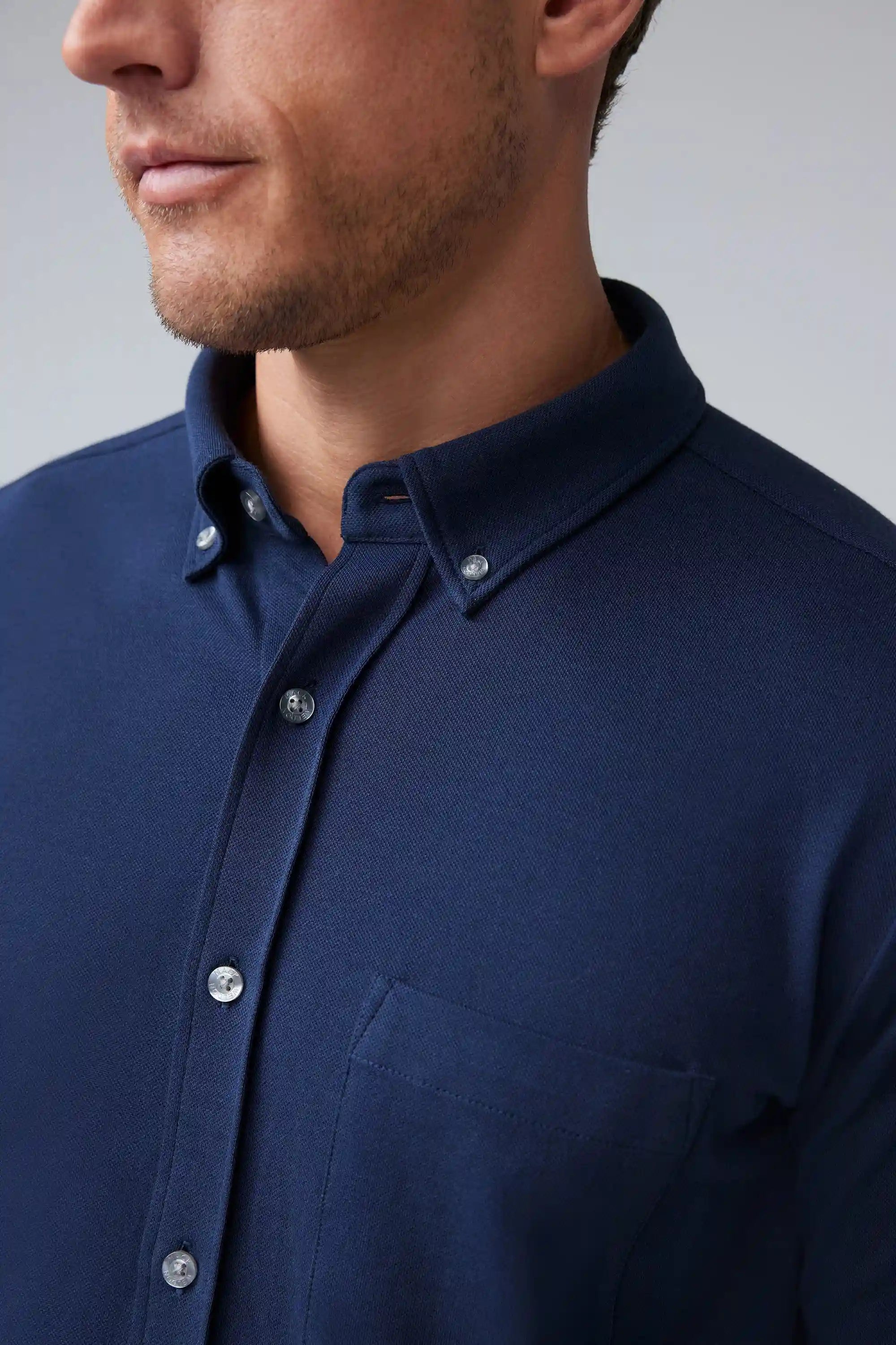 SILVER Pique Button Up