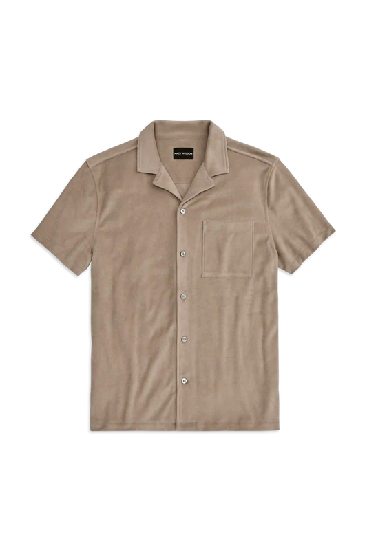 Terry Cloth Short Sleeve Button Up