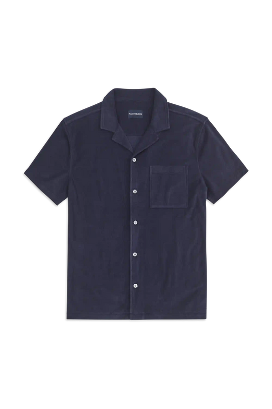 Terry Cloth Short Sleeve Button Up