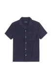 Terry Cloth Short Sleeve Button Up
