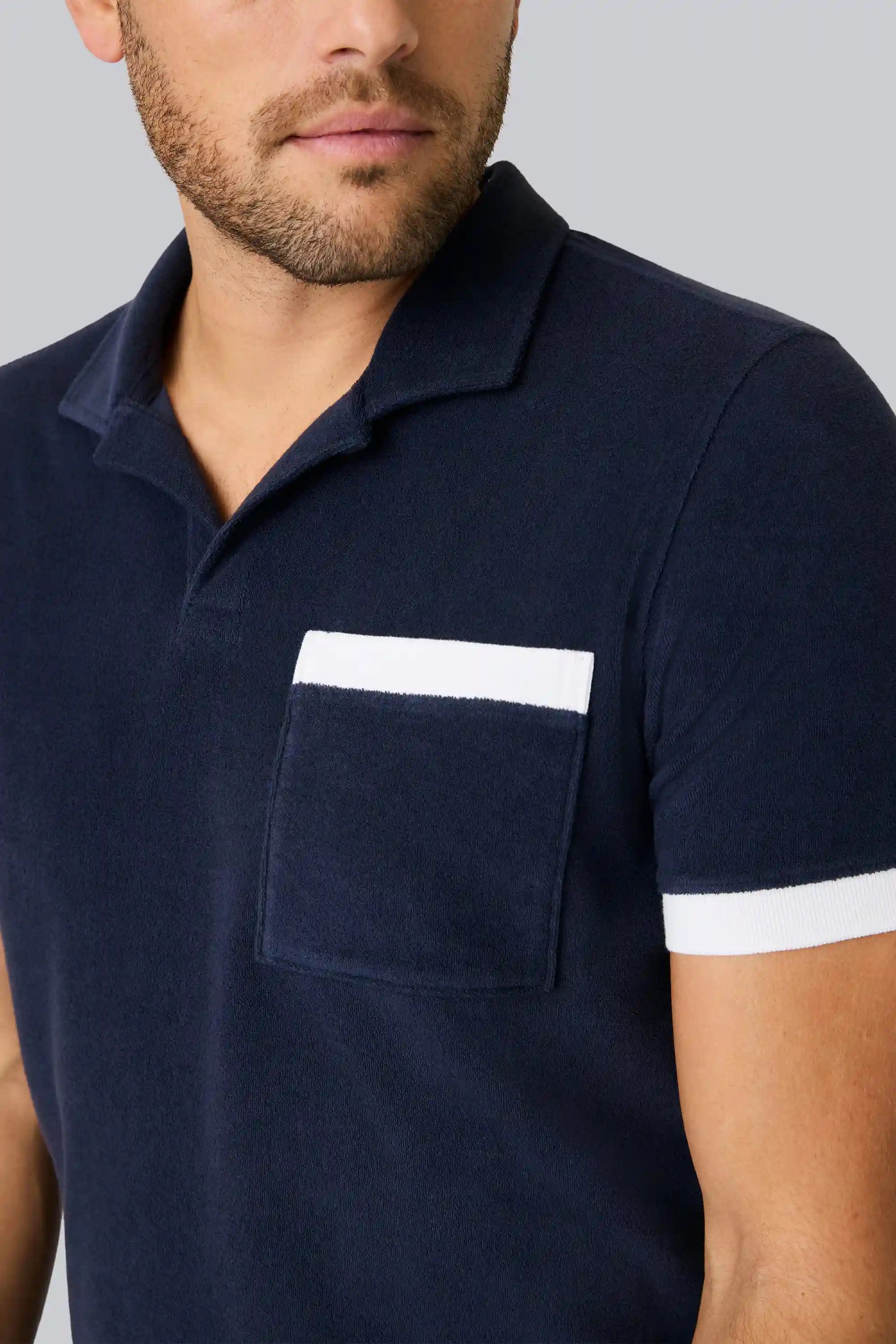 Terry Cloth Johnny Collar Polo
