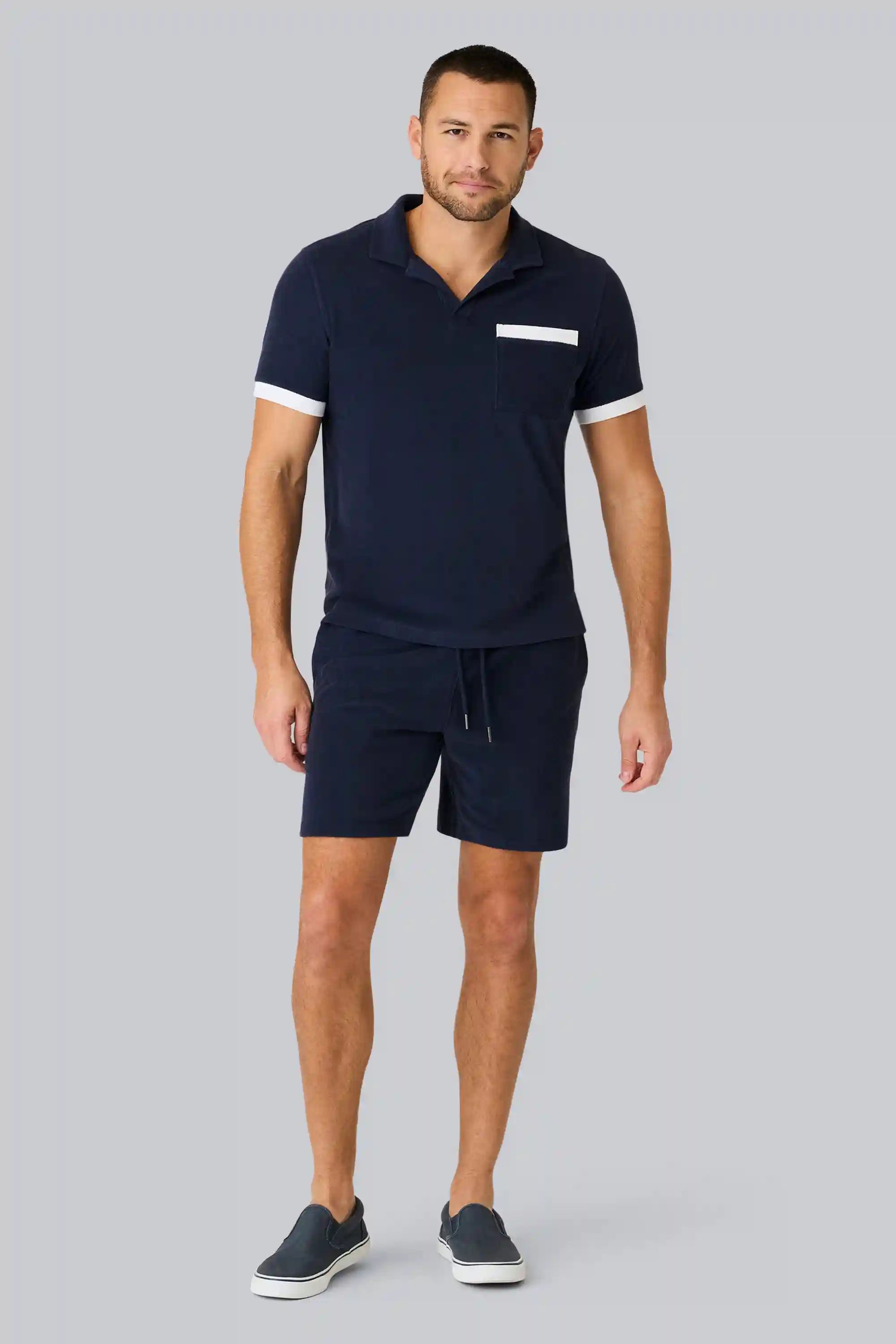 Terry Cloth Johnny Collar Polo