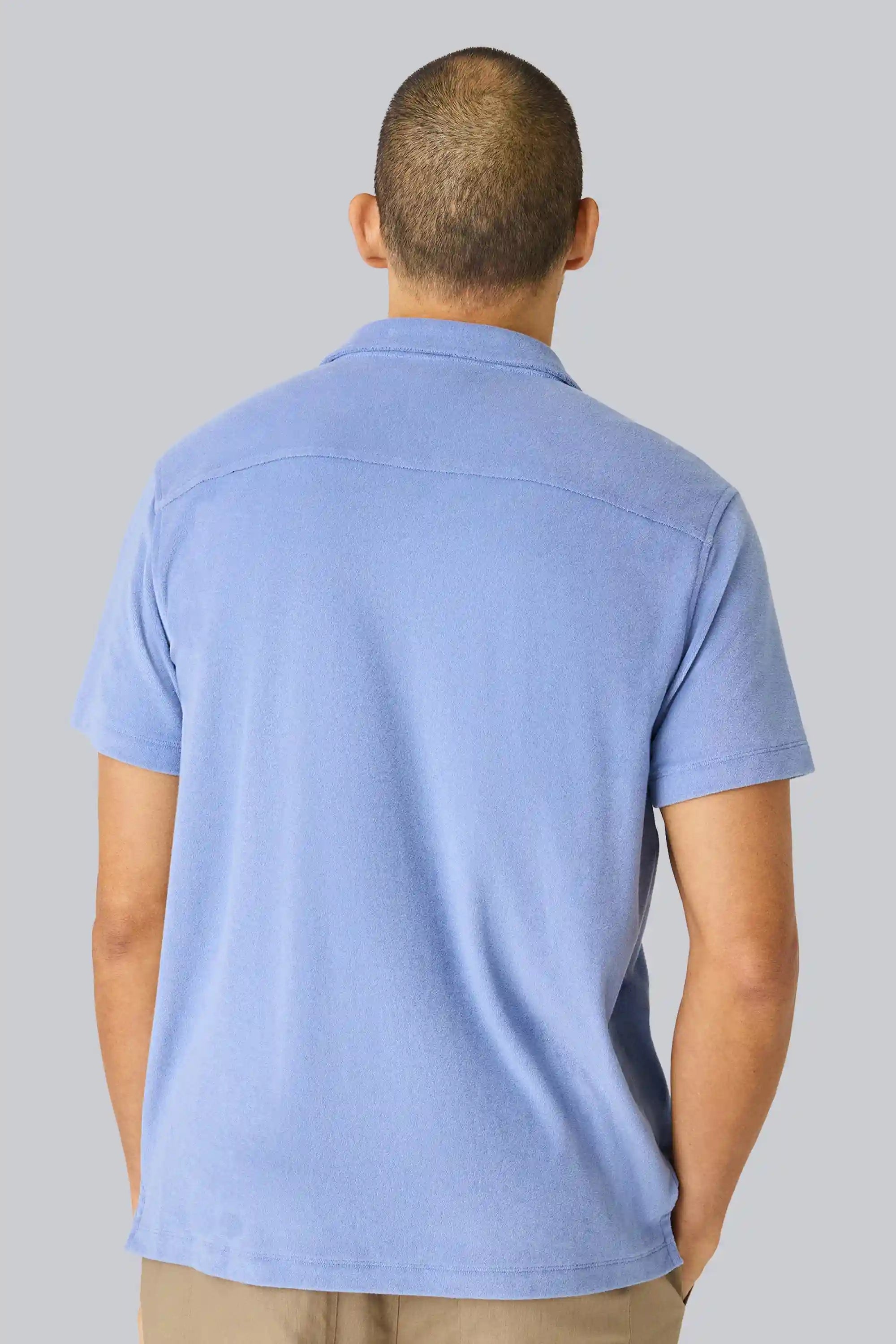 Terry Cloth Short Sleeve Button Up