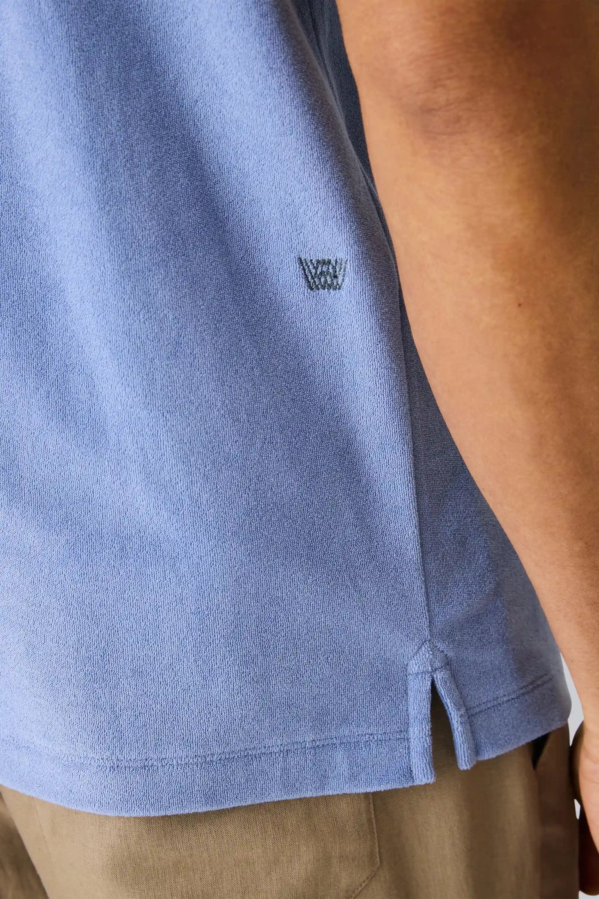 Terry Cloth Short Sleeve Button Up